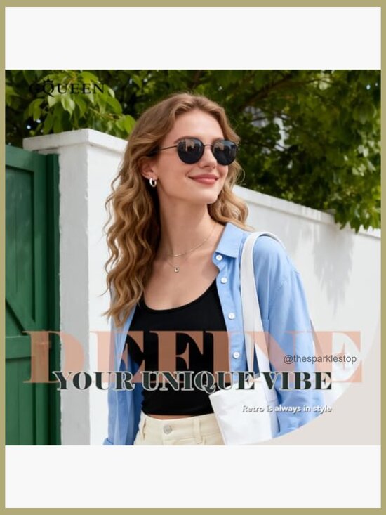 Retro Round Polarized Sunglasses Metal Frame Spring Hinge UV400 main image 5